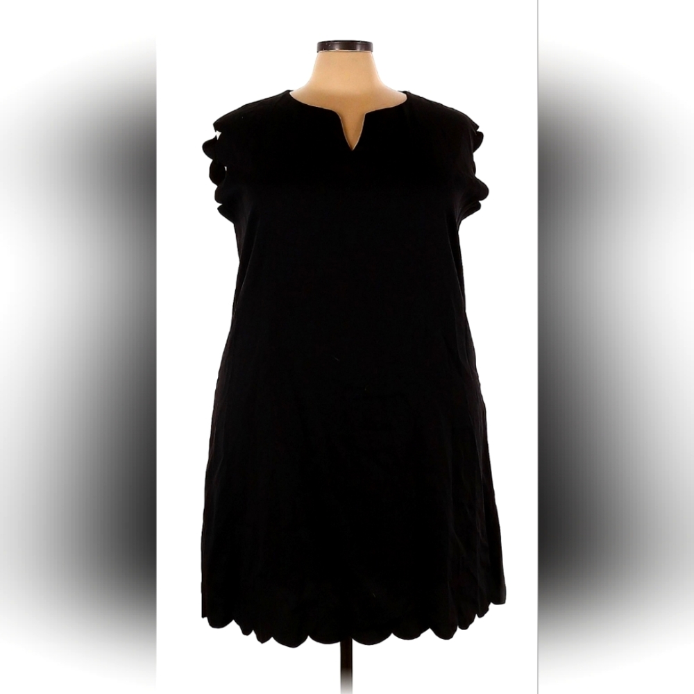 Shein Black Sheath Dress with scalloped sleeves and hem